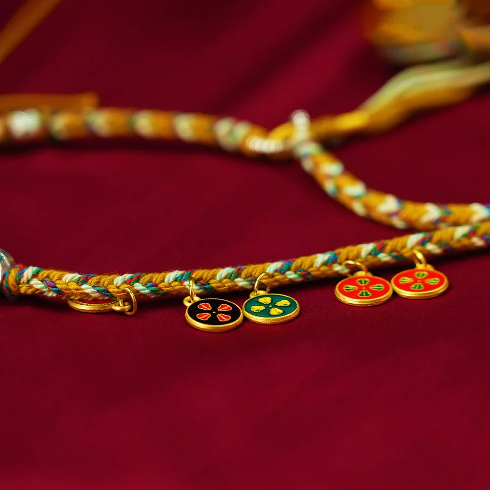 Tibetan Cultural Beaded Bracelet with Silver & Traditional Charms