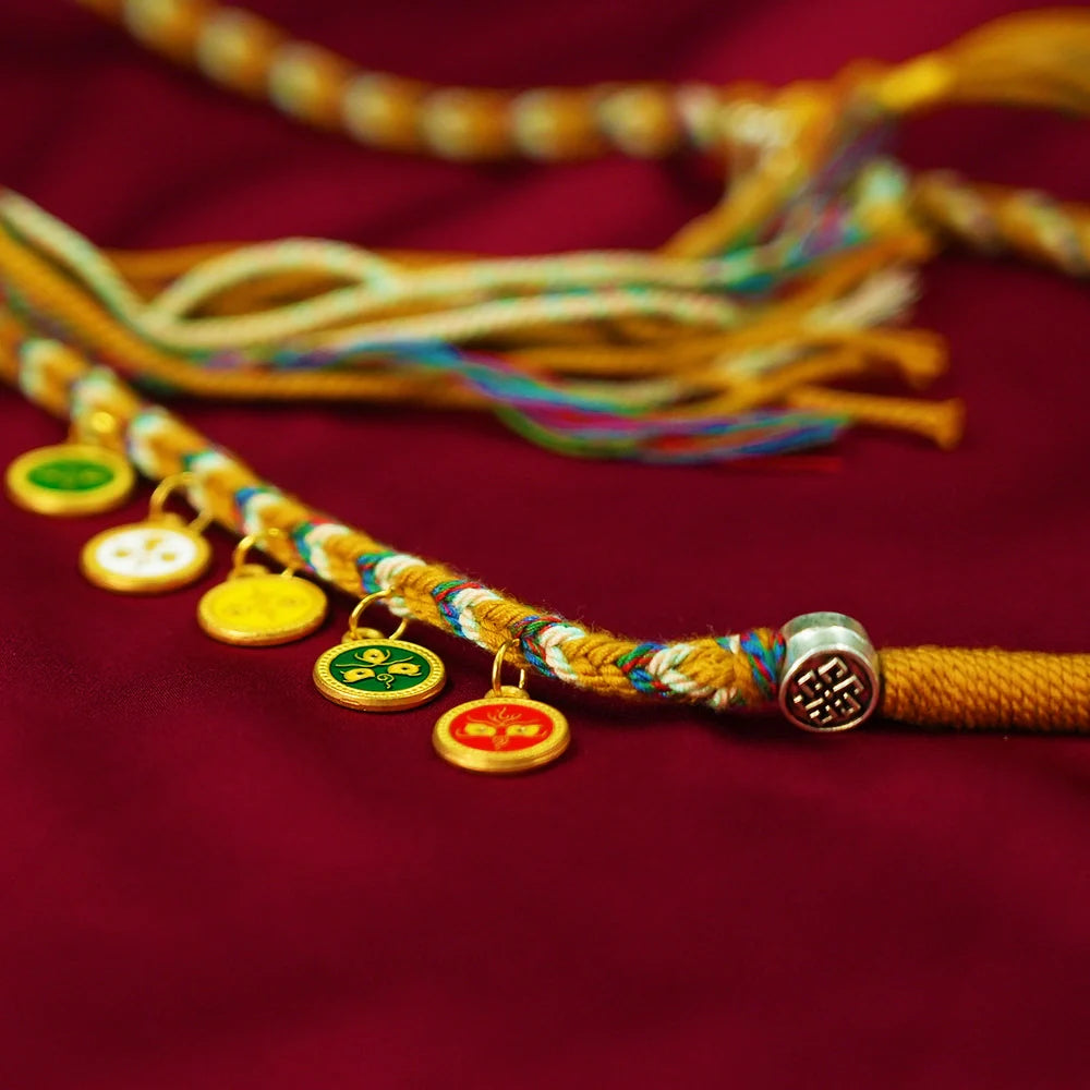 Tibetan Cultural Beaded Bracelet with Silver & Traditional Charms
