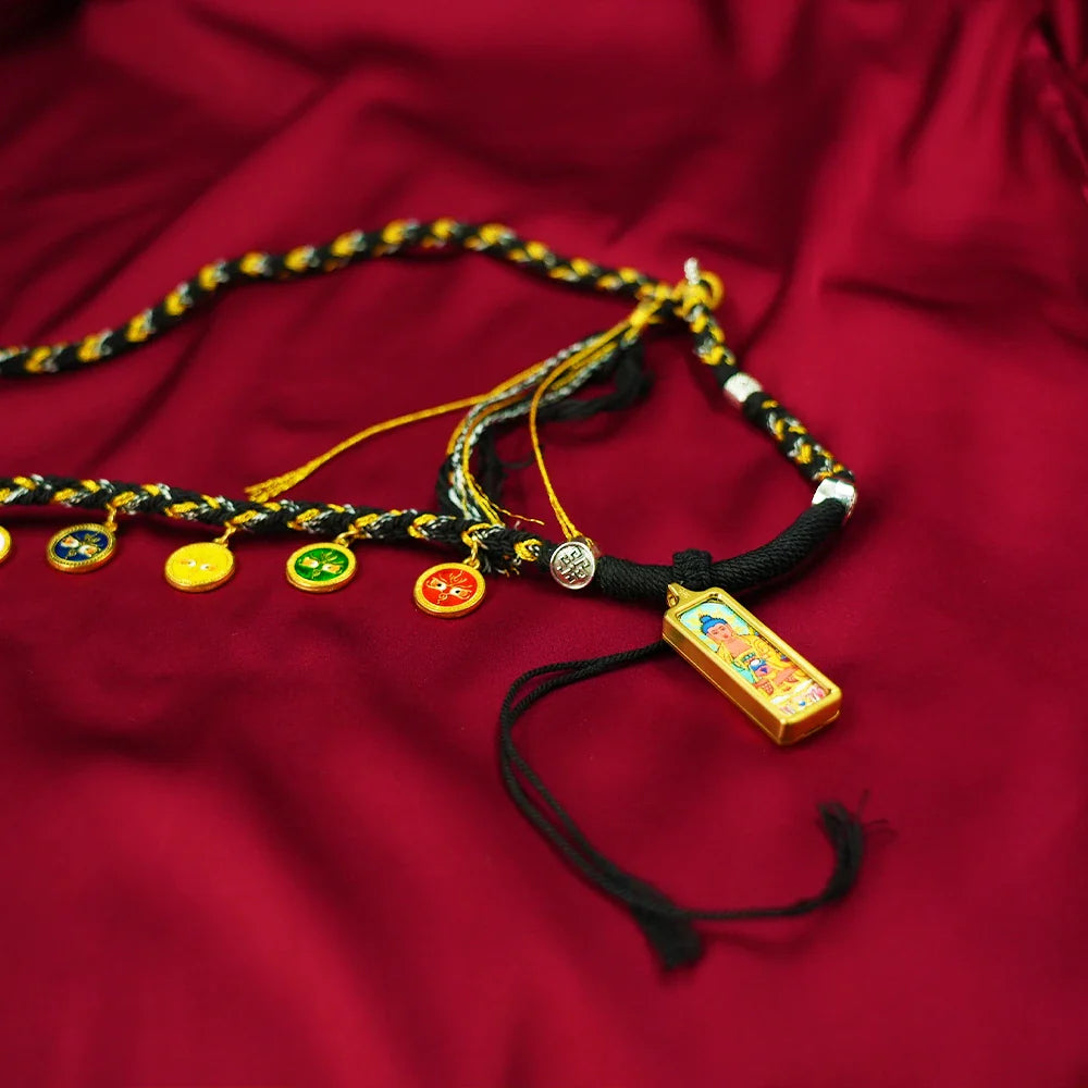 Tibetan Cultural Beaded Bracelet with Silver & Traditional Charms